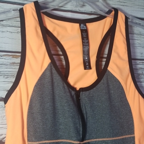 Reebok RBK razorback tank top orange gray grey workout top Sz Large - Picture 5 of 7